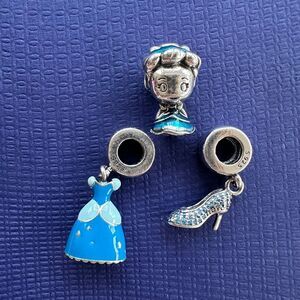 3 NWOT Cinderella Disney x Pandora FIT Silver Charms